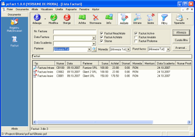 pcFact - Program tiparire si gestiune facturi - Lista Facturi